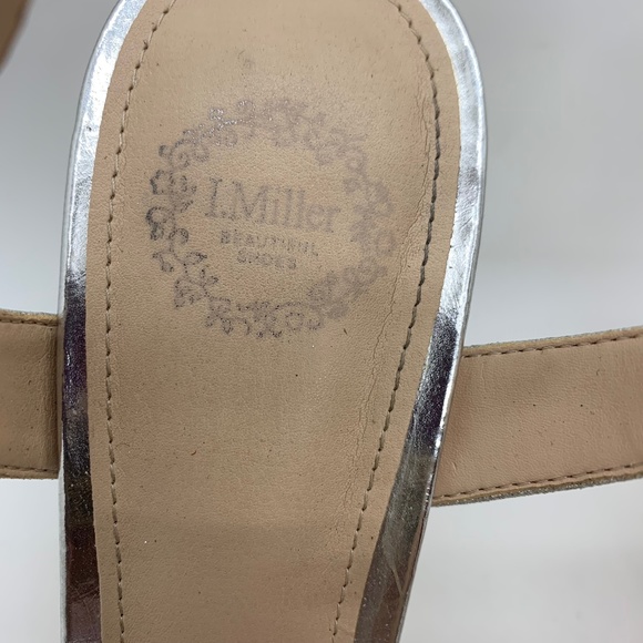 I. Miller Sparkly 4" Sandals Platinum 7 1/2 Shimmer Sparkle Strap Stilettos - Picture 2 of 10